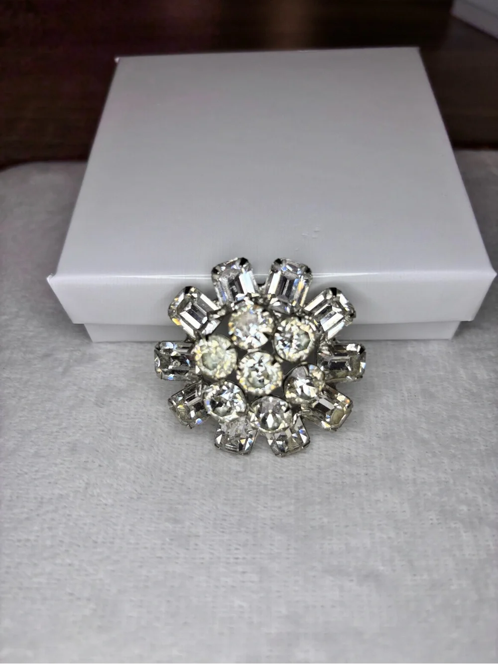 Vintage Signed WEISS Clear Rhinestone Emerald Cut Cluster Brooch